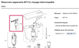 [CWATPLUMFGF] ROBINET FLOTTEUR (GEBERIT 136.721.00.3) resev. AP112 blanc