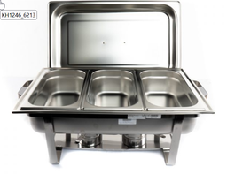 [PCOODISHC9S] CHAFING DISH, stainless steel, 3x9L + 2 fuel holders