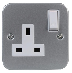 [PELETERM0GSS1] 1-GANG SWITCHED SOCKET, metal, 13A, 240V, UK, for indoor