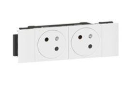 [PELESOCKC2PWS] (Mosaic) SOCKET double, 2P+E, type E/FR, white, soluclip