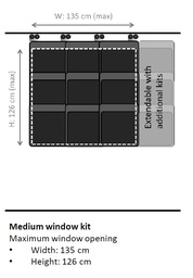 [PSAFCURTMEBW] RIDEAU flexible, pour fenêtre moyenne + matériel de montage