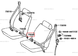 [YTOY73240-60242-C0] BELT ASSY, front seat, inner, LH, HZJ7# >2007