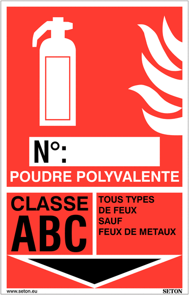 [PSAFSTICP21P] PICTOGRAM powder fire extinguisher, 250x160mm, rigid plastic
