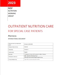 [L016NUTM40E-E] Outpatient Nutrition Care for special case patients. Protoco