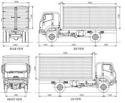 [TTRUISUZ4RHES] CAMION 4x4,cargo (ISUZU FTS34L GVW) corps en acier fermé,RHD