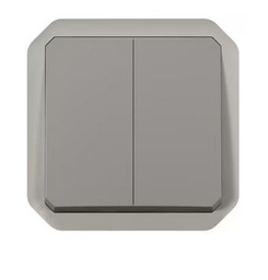 [PELETERMQW4W5] SWITCH w/o support 2x 1 pole, 2 throw (Plexo) IP55, grey