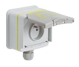 [PELETERMG1FB6] SOCKET x1 (Green'up) 2P+E/16A, FR w box IP66, EV 3.2kVA M2