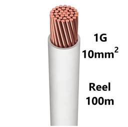 [PELECABW10FW1] WIRE flexible, tinned copper, 10mm², white, reel of 100m