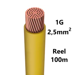 [PELECABW02FE1] WIRE flexible, tinned copper, 2.5mm², yellow, reel of 100m