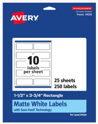 [ASTALABE410W] ETIQUETTE ADHESIVE 10pcs/A4,±100x50mm,blanc,25 feuilles/rame