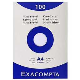 [ASTACARDSA4W] INDEX CARD, A4, bristol, white, squared, pack of 100