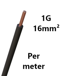 [PELECABW16RB] WIRE rigid, copper, 16mm², black, per metre