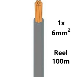 [PELECABW06FY1] WIRE flexible, tinned copper, 6mm², grey, reel 100m