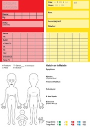 [SMSTCMCI08F] CARTE DE TRIAGE, pour patient, français, A4 recto/verso